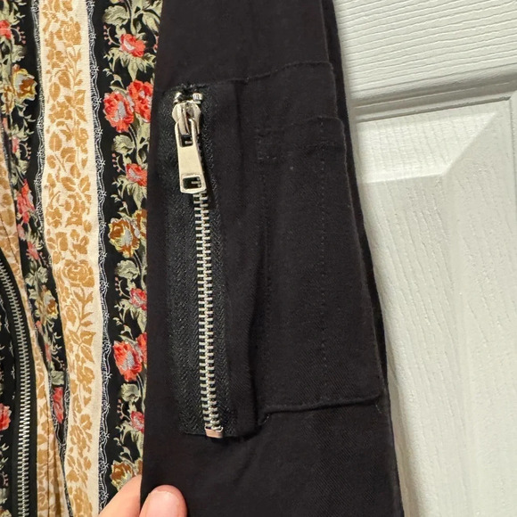 Hayden Los Angeles floral stripe long bomber jacket coat lined pockets retro USL - Picture 4 of 7